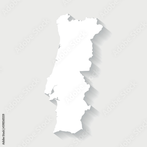 Simple white Portugal map on gray background, vector, illustration, eps 10 file