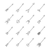 Hand drawn arrows element vector illustration set isolated.