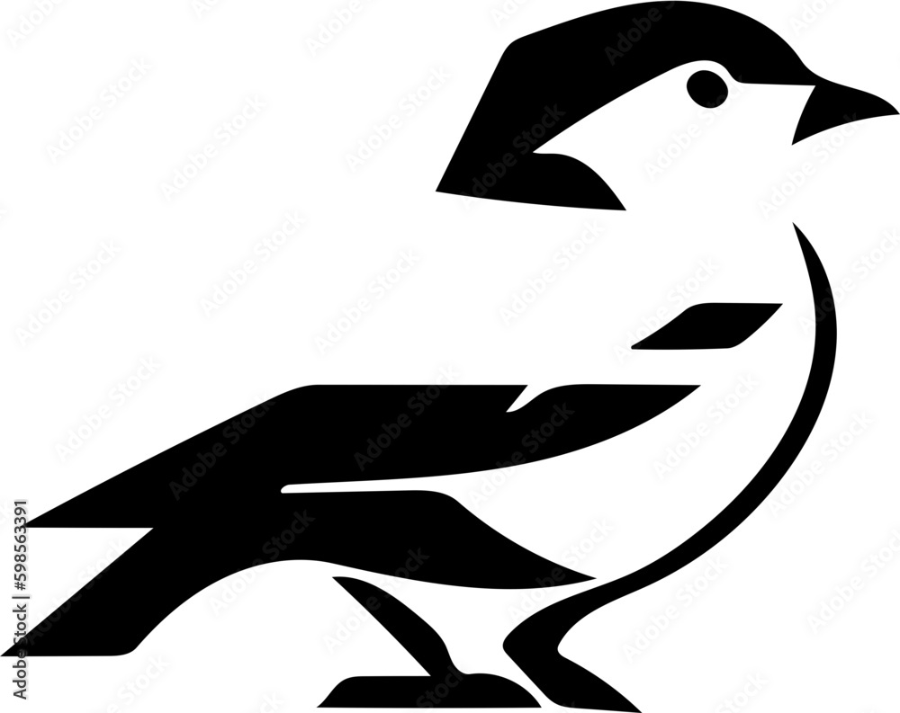 Fototapeta premium Black and white logo of a finch, vector illustration of a bird