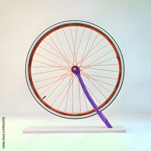 Creative 3D Typography Design - Alphabet series - letter Q in the shape of an upside down bicycle rim. Created using generative AI tools
