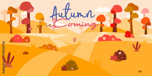 Beautiful Landscape With trees in autumn season