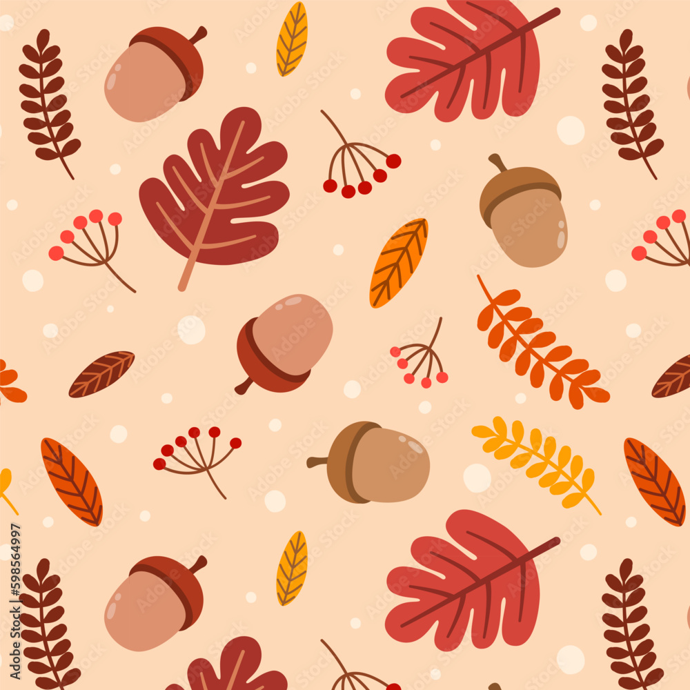 Autumn leaves fall seamless pattern background