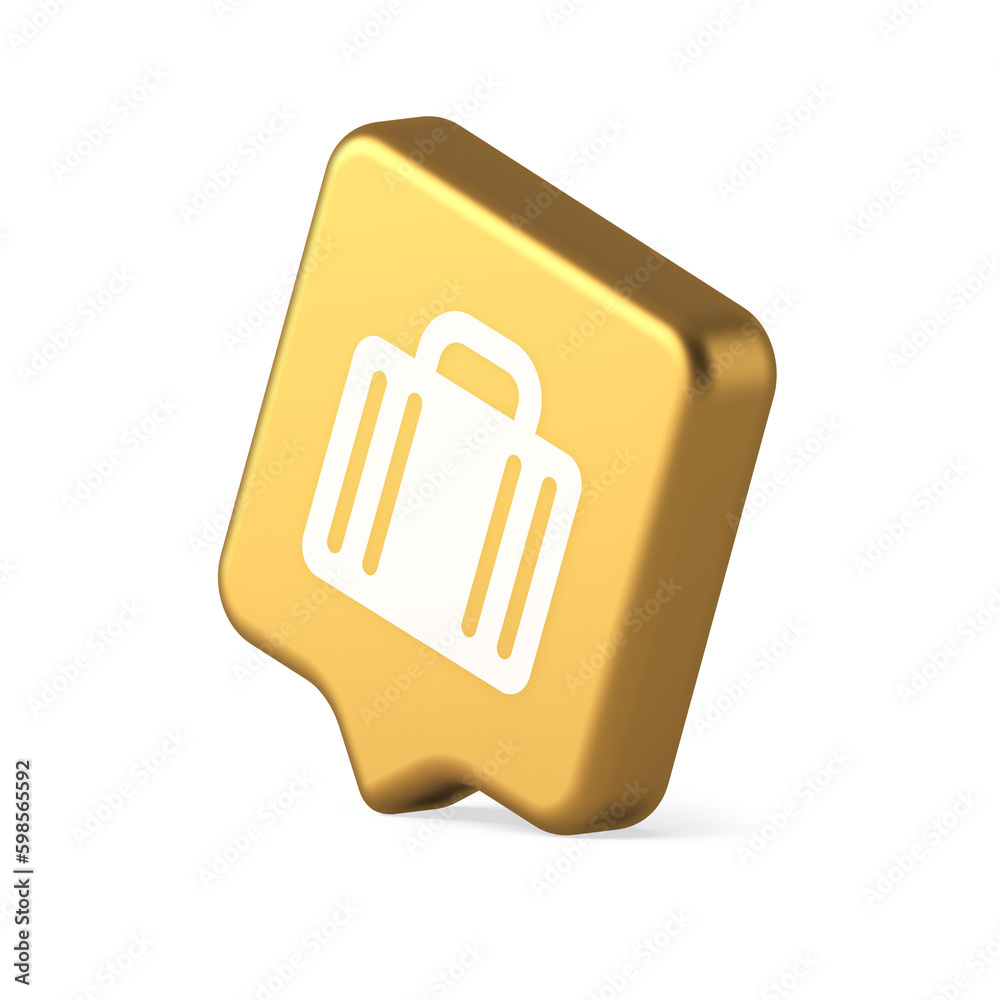 Suitcase baggage briefcase button office business accessory travel tourism element 3d speech bubble icon Suitcase baggage briefcase button office business accessory travel tourism element 3d speech bubble icon