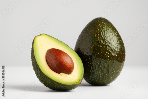 Avocado on a Solid White Background