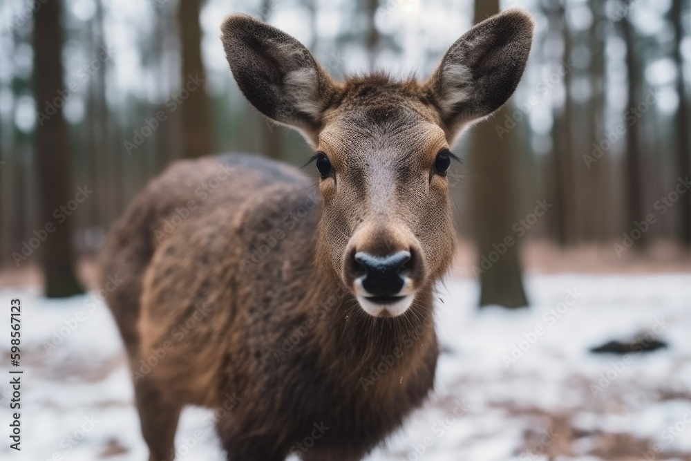 majestic deer in a winter wonderland. Generative AI Generative AI majestic deer in a winter wonderland. Generative AI Generative AI