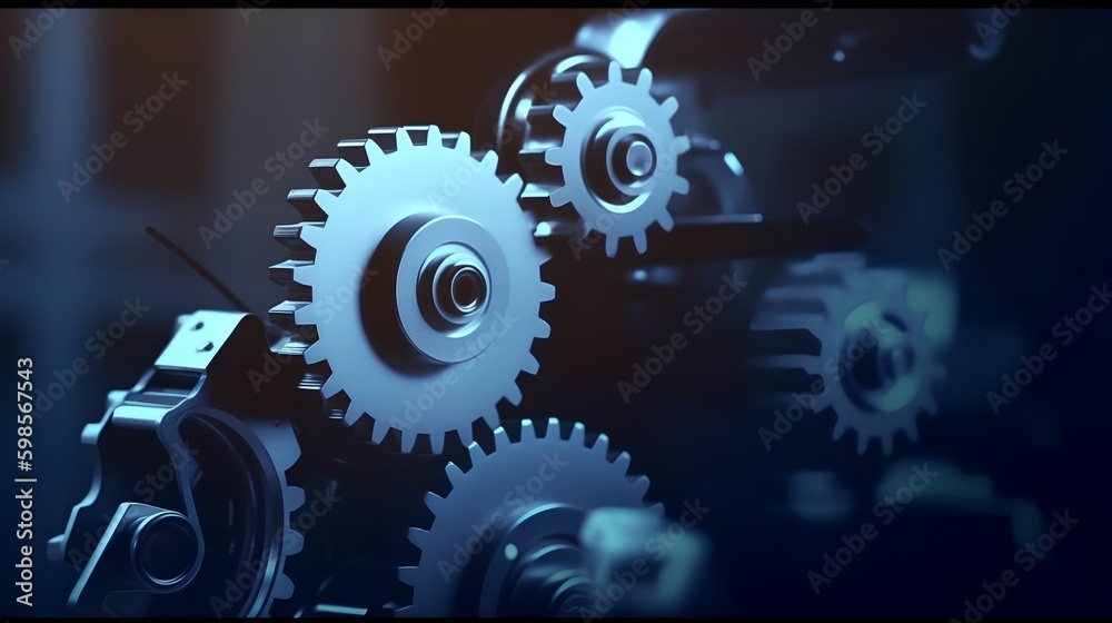 Automation concept depicted by synchronized gears on a dark background ...