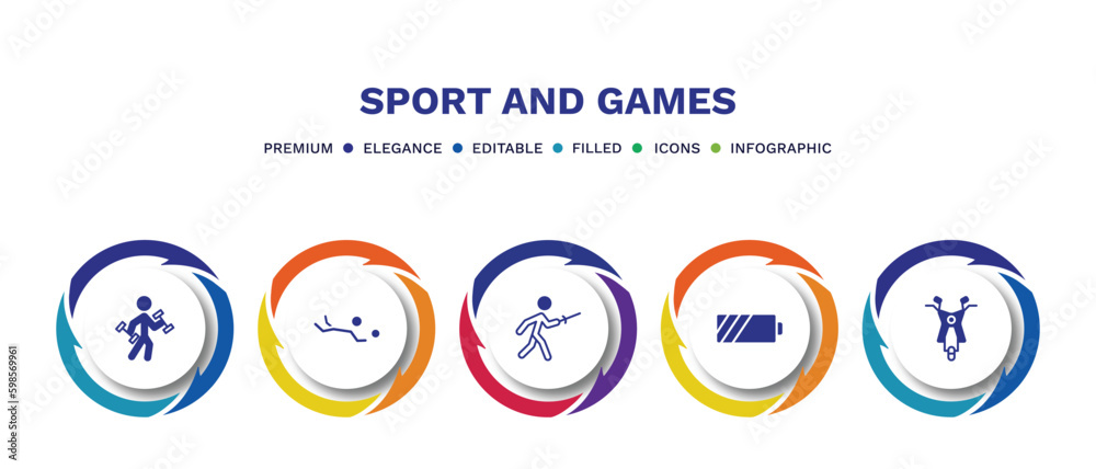 set of sport and games filled icons. sport and games filled icons with infographic template. flat icons such as excercise, volleyball motion, medieval fencing, batter, motor sports vector. set of sport and games filled icons. sport and games filled icons with infographic template. flat icons such as excercise, volleyball motion, medieval fencing, batter, motor sports vector.