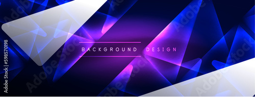 Neon lights hacking geometric background, virtual reality or artificial intelligence concept, cyberpunk geometric template for wallpaper, banner, presentation, background