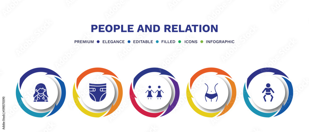 set of people and relation filled icons. people and relation filled icons with infographic template. flat icons such as female doctor, baby diaper, no racism, hips, baby with diaper vector. set of people and relation filled icons. people and relation filled icons with infographic template. flat icons such as female doctor, baby diaper, no racism, hips, baby with diaper vector.