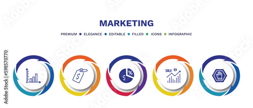 set of marketing filled icons. marketing filled icons with infographic template. flat icons such as diagrams, price, margin, sales, ad blocker vector.