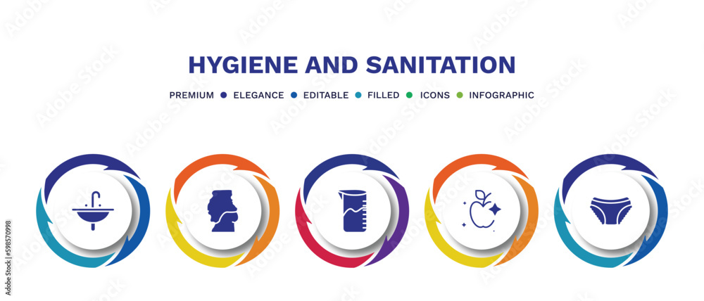 set of hygiene and sanitation filled icons. hygiene and sanitation filled icons with infographic template. flat icons such as washbowl, body shaming, detergent dose, food hygiene, underwear vector. set of hygiene and sanitation filled icons. hygiene and sanitation filled icons with infographic template. flat icons such as washbowl, body shaming, detergent dose, food hygiene, underwear vector.