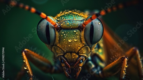 Super Macro Shot of Grasshoper's Eyes. Macro Nature Illustration. Generative Ai