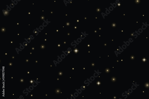 Sparkles lights stars on black background. Vector