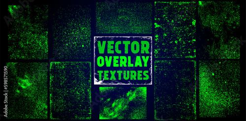 The effect of an old wall with scratches and damage. Collection of textures overlay on the background. Different paint textures with splay effect and drop ink splashes. Stamp overlay. Vector set