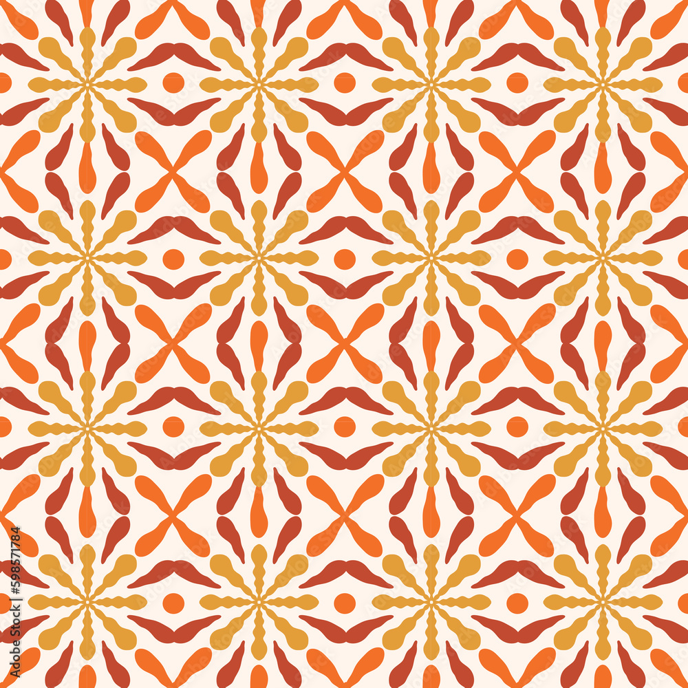 Modern vintage geometric tile seamless pattern set. 