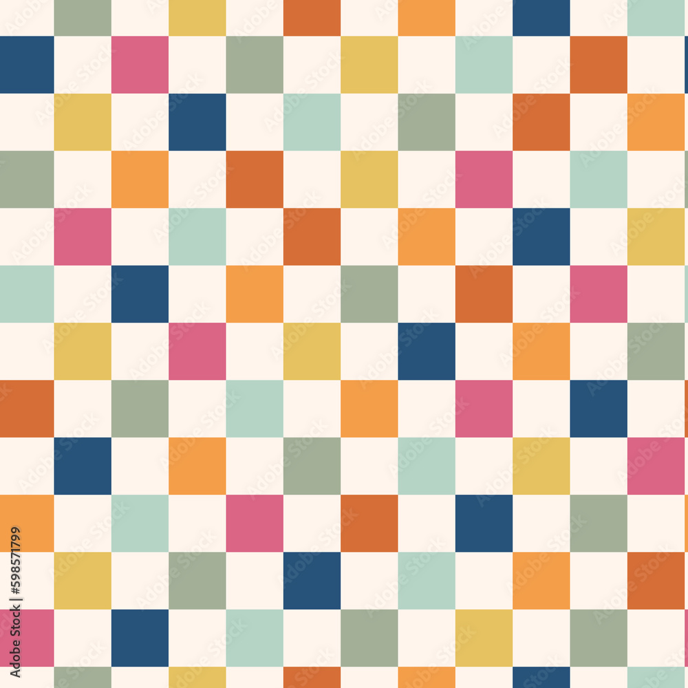 Colorful checkered seamless pattern background. Retro geometric background for fabric print, wallpaper, wrapping paper. Colorful checkered seamless pattern background. Retro geometric background for fabric print, wallpaper, wrapping paper.