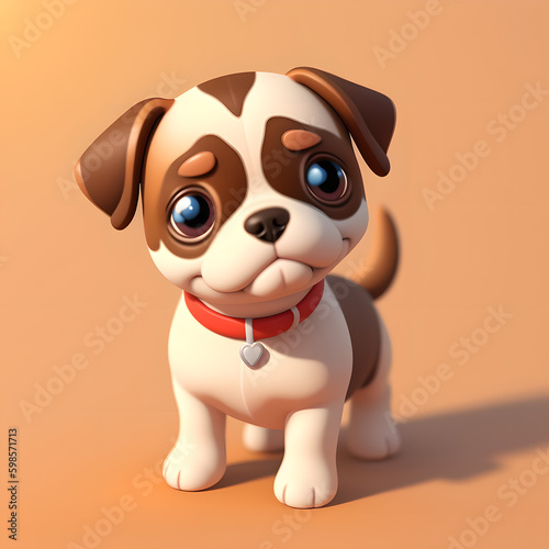 illustration of funny cute dog pug   Generative AI