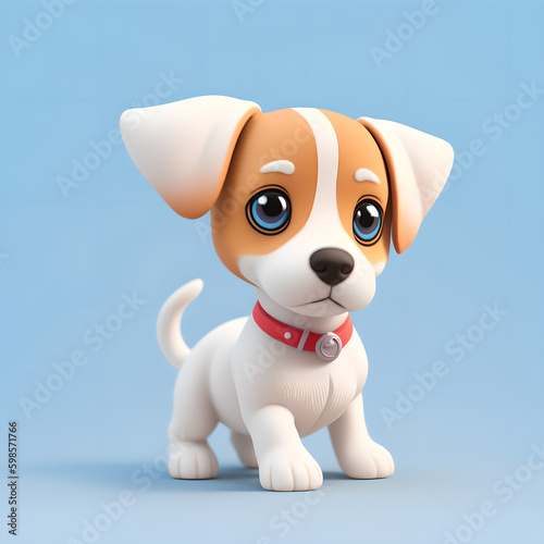 illustration of funny cute beagle puppy  Generative AI