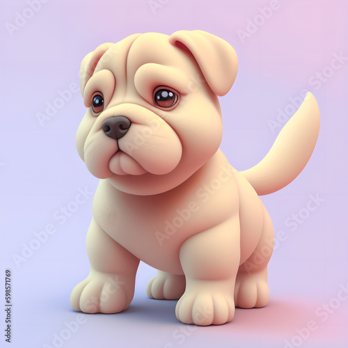 illustration of funny cute dog sharpei. Generative AI