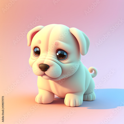 illustration of funny cute dog sharpei. Generative AI
