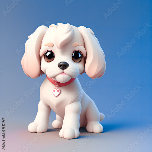 illustration of funny cute white dog Generative AI