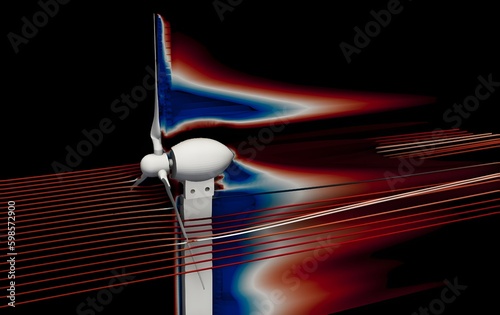 Fotografia CFD Simulation of a 3D model wind turbine