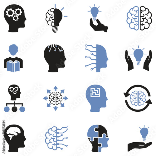 Mind Icons. Two Tone Flat Design. Vector Illustration.