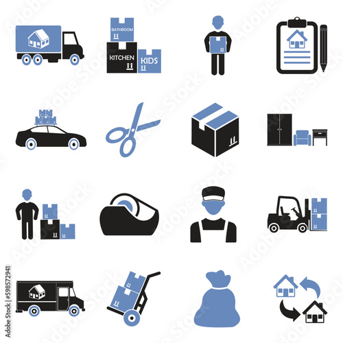 Moving Icons. Two Tone Flat Design. Vector Illustration.