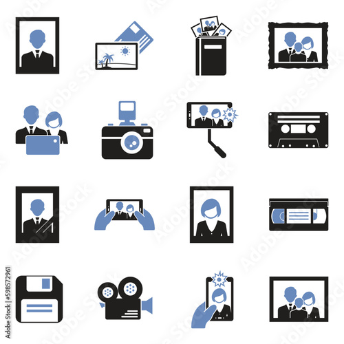 Memories Icons. Two Tone Flat Design. Vector Illustration.