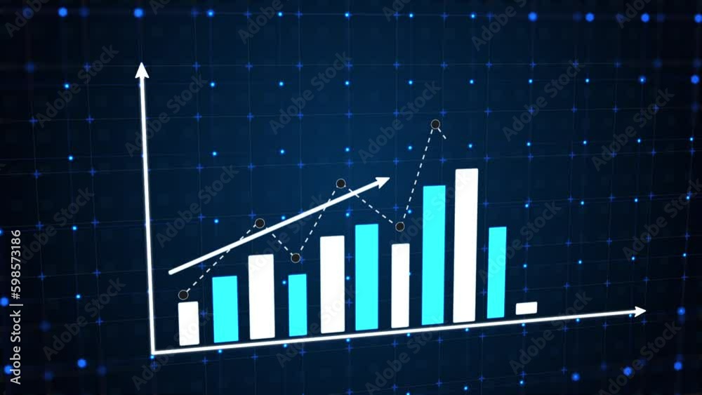 Digital bar chart with line growing business concept.  Generative AI