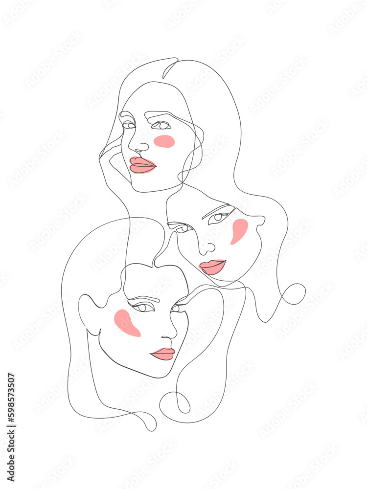 One line woman portrait, creative freehand composition in contemporary abstract style. Beauty fashion female young silhouette. Art design for print, cover, wallpaper, minimal wall art. One line woman portrait, creative freehand composition in contemporary abstract style. Beauty fashion female young silhouette. Art design for print, cover, wallpaper, minimal wall art.