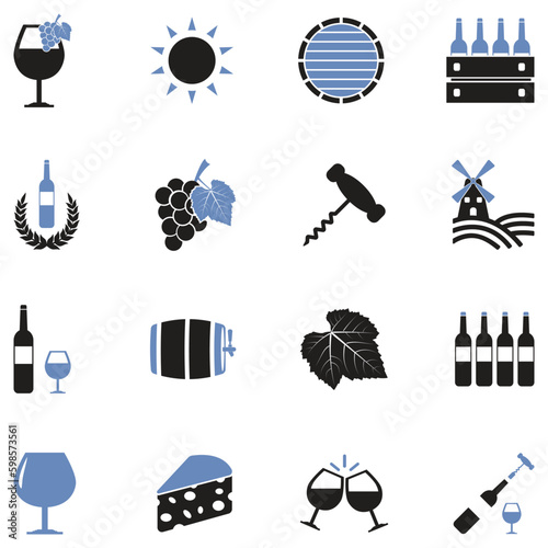 Winery Icons. Two Tone Flat Design. Vector Illustration.