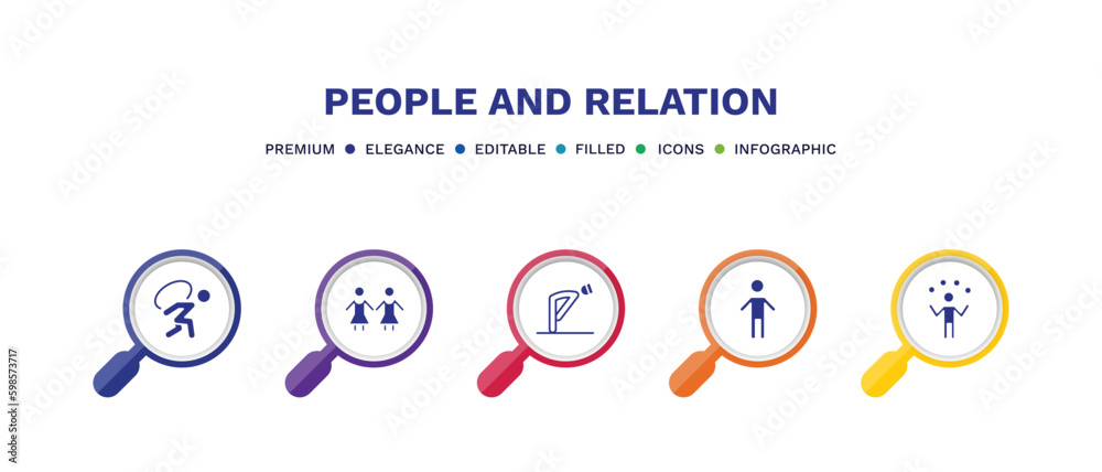 set of people and relation filled icons. people and relation filled icons with infographic template. flat icons such as burden, no racism, ruku, small boy, juggling ball vector. set of people and relation filled icons. people and relation filled icons with infographic template. flat icons such as burden, no racism, ruku, small boy, juggling ball vector.