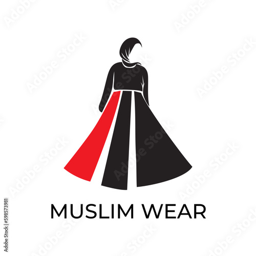 abaya logo with woman figure design template