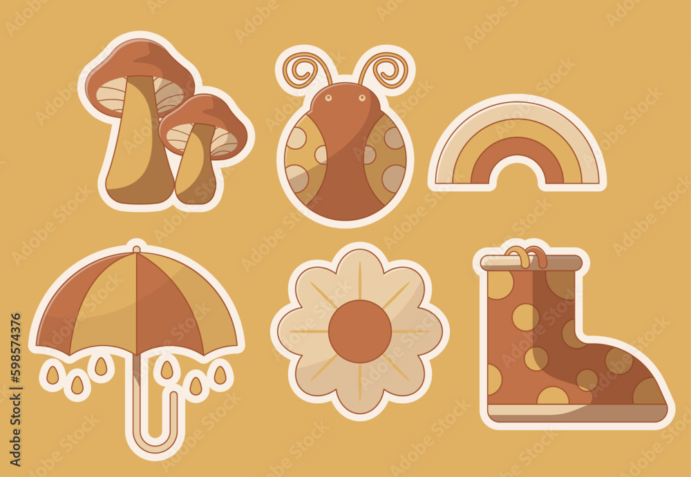 Fototapeta premium Set Collection Spring With Background Brown