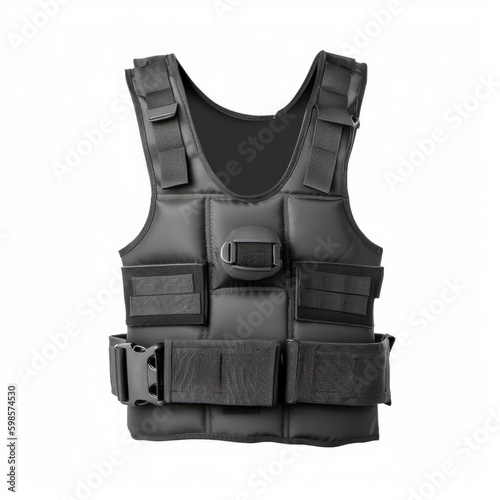  Adjustable weighted vest for fitness workouts isolated on a white background, generative ai