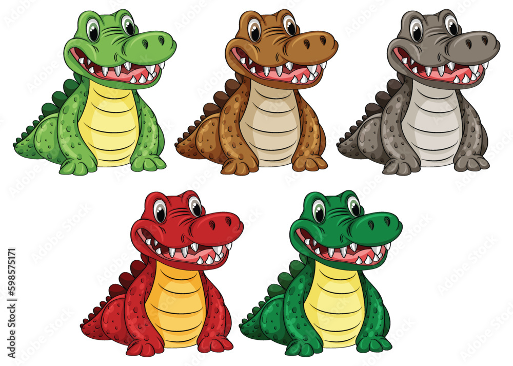 Naklejka premium Cute Cartoon Crocodile Character