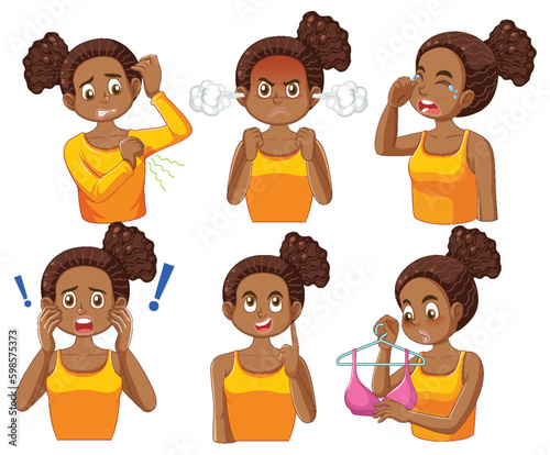 Puberty Girl and Emotional Changes Concept
