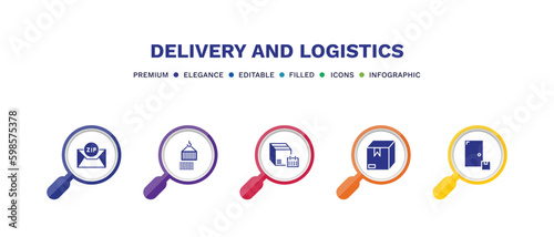 Slika na platnu set of delivery and logistics filled icons