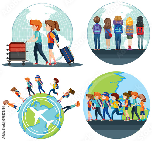 People tourist vector set