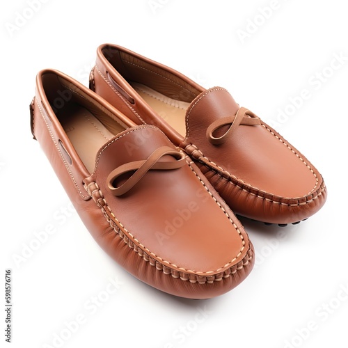  Comfortable slip - on loafers isolated on a white background, generative ai
