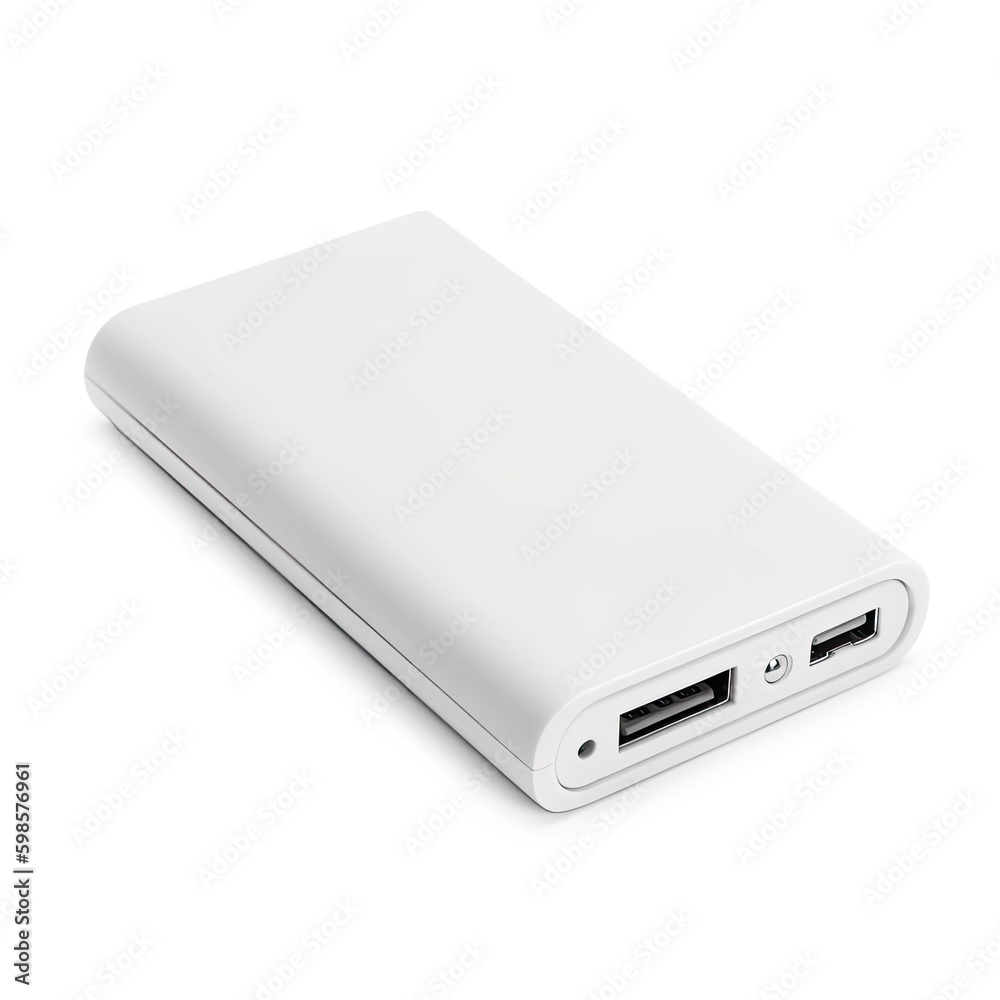 Compact USB - C hub with multiple ports isolated on a white background, generative ai Compact USB - C hub with multiple ports isolated on a white background, generative ai