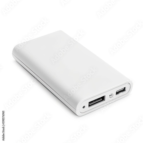 Compact USB - C hub with multiple ports isolated on a white background, generative ai