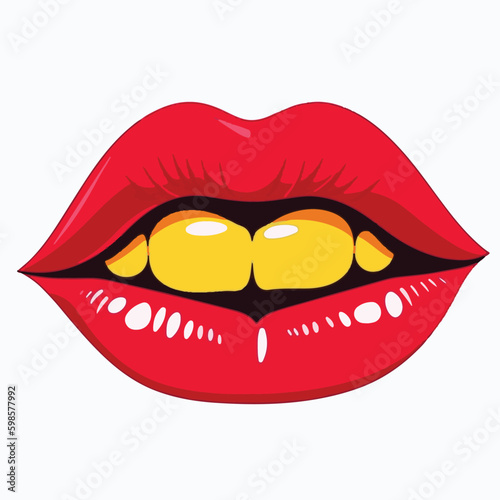 Female lips pop art style isolated