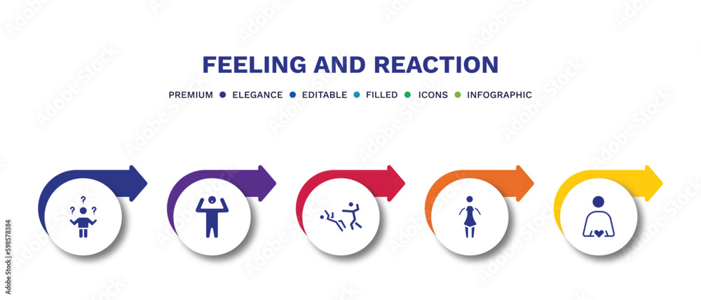 set of feeling and reaction filled icons. feeling and reaction filled icons with infographic template.flat icons such as confused human, amazed human, helpless human, sexy in love vector. set of feeling and reaction filled icons. feeling and reaction filled icons with infographic template.flat icons such as confused human, amazed human, helpless human, sexy in love vector.