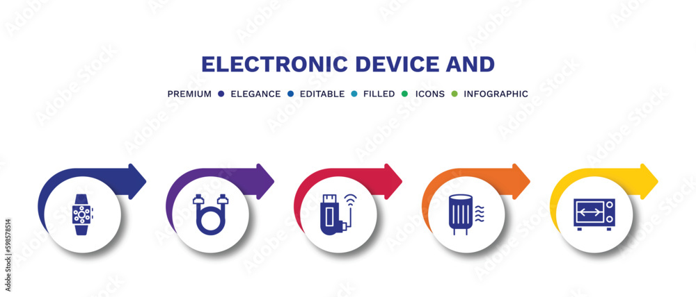 set of electronic device and filled icons. electronic device and filled icons with infographic template.flat icons such as smartwatch, sata, usb wireless adapter, air purifier, rotisserie vector. set of electronic device and filled icons. electronic device and filled icons with infographic template.flat icons such as smartwatch, sata, usb wireless adapter, air purifier, rotisserie vector.