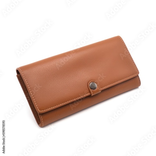  Designer leather wallet isolated on a white background, generative ai