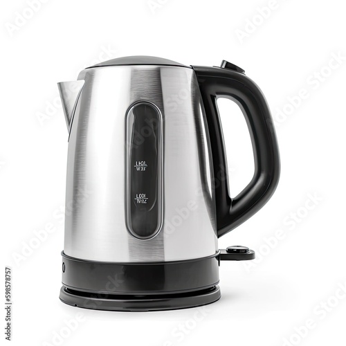  Electric kettle with temperature control isolated on a white background, generative ai
