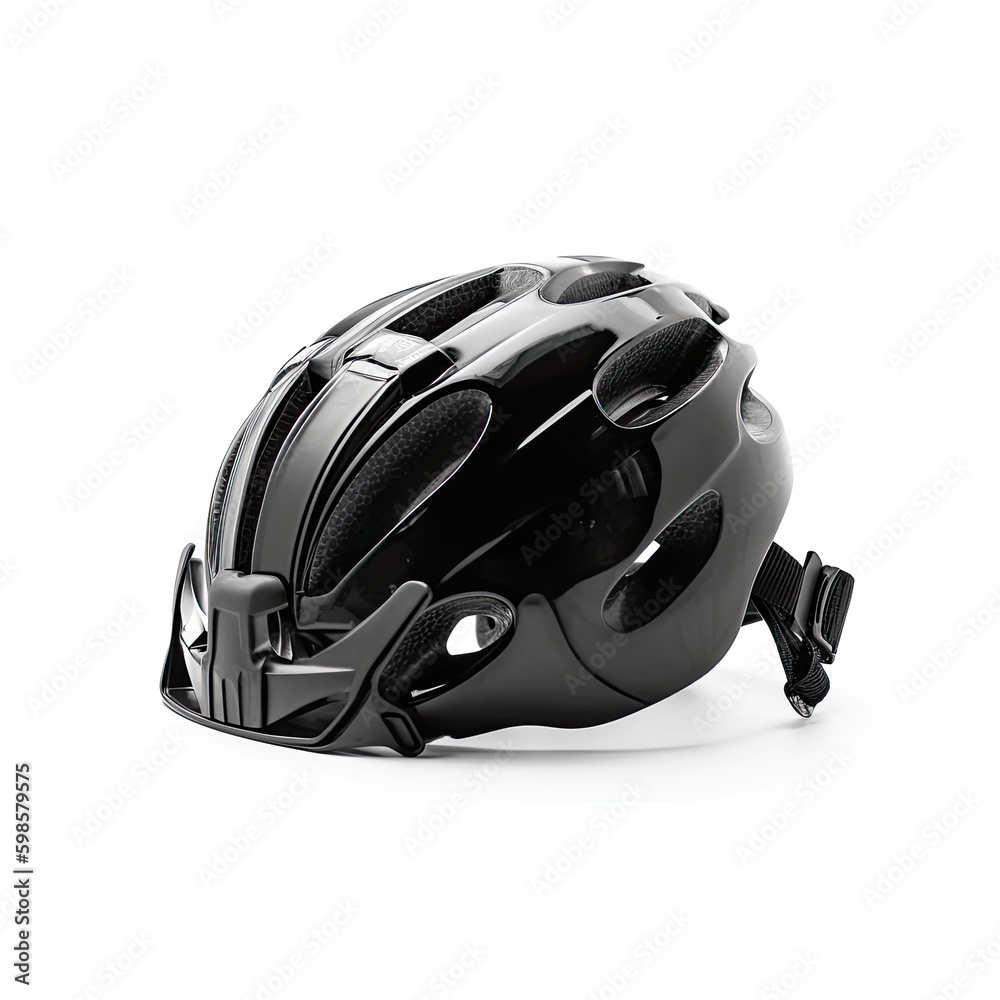 Foldable mountain bike helmet isolated on a white background, generative ai Foldable mountain bike helmet isolated on a white background, generative ai