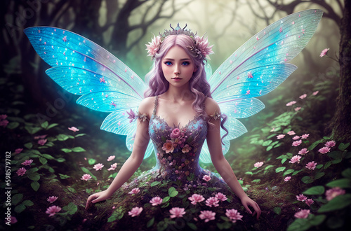 Beautiful fairy girl. Generative AI.